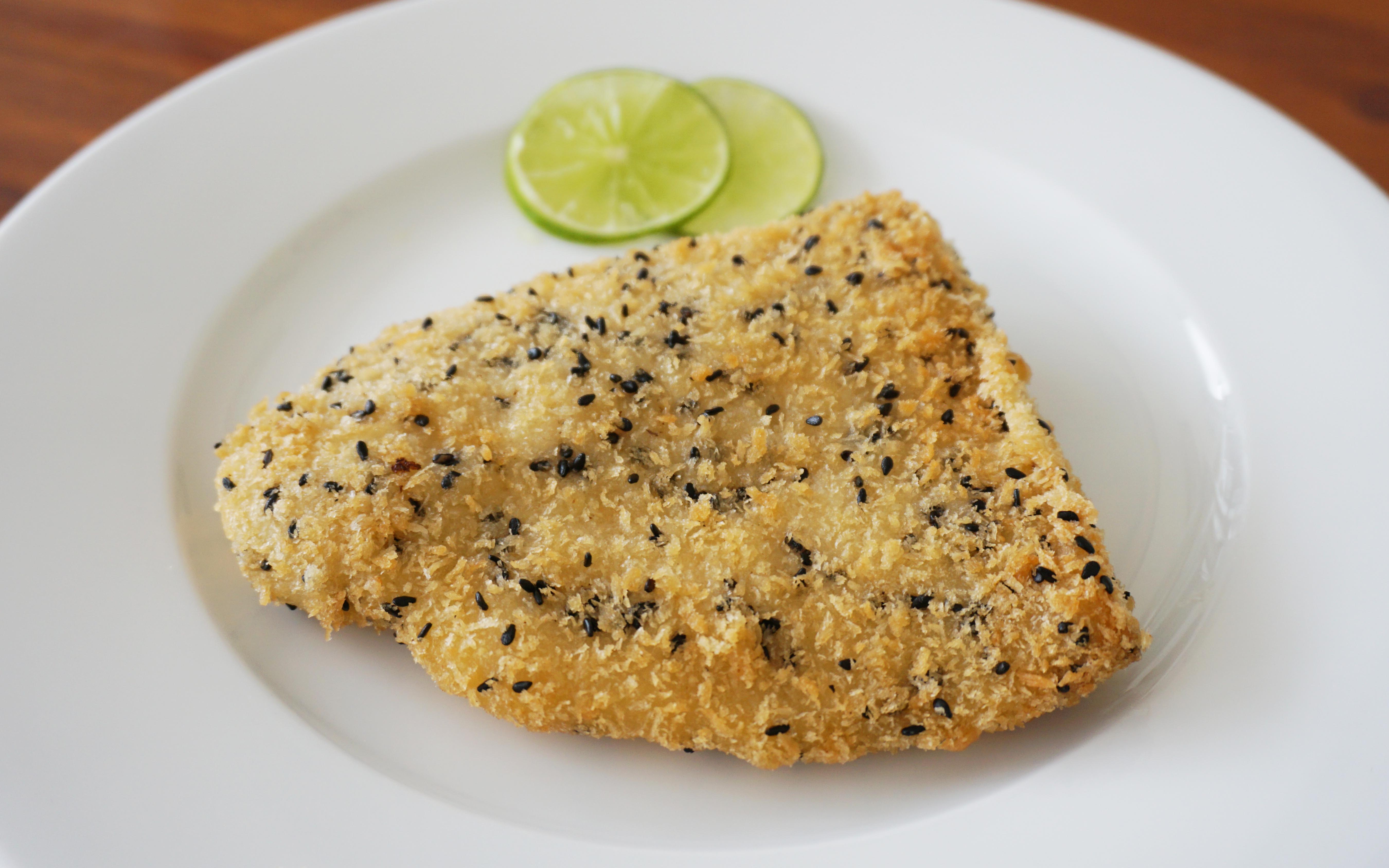 Crusted fish portion